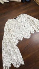 For Love & Lemons Lace Bell Sleeve Crop Top Small - Image 1