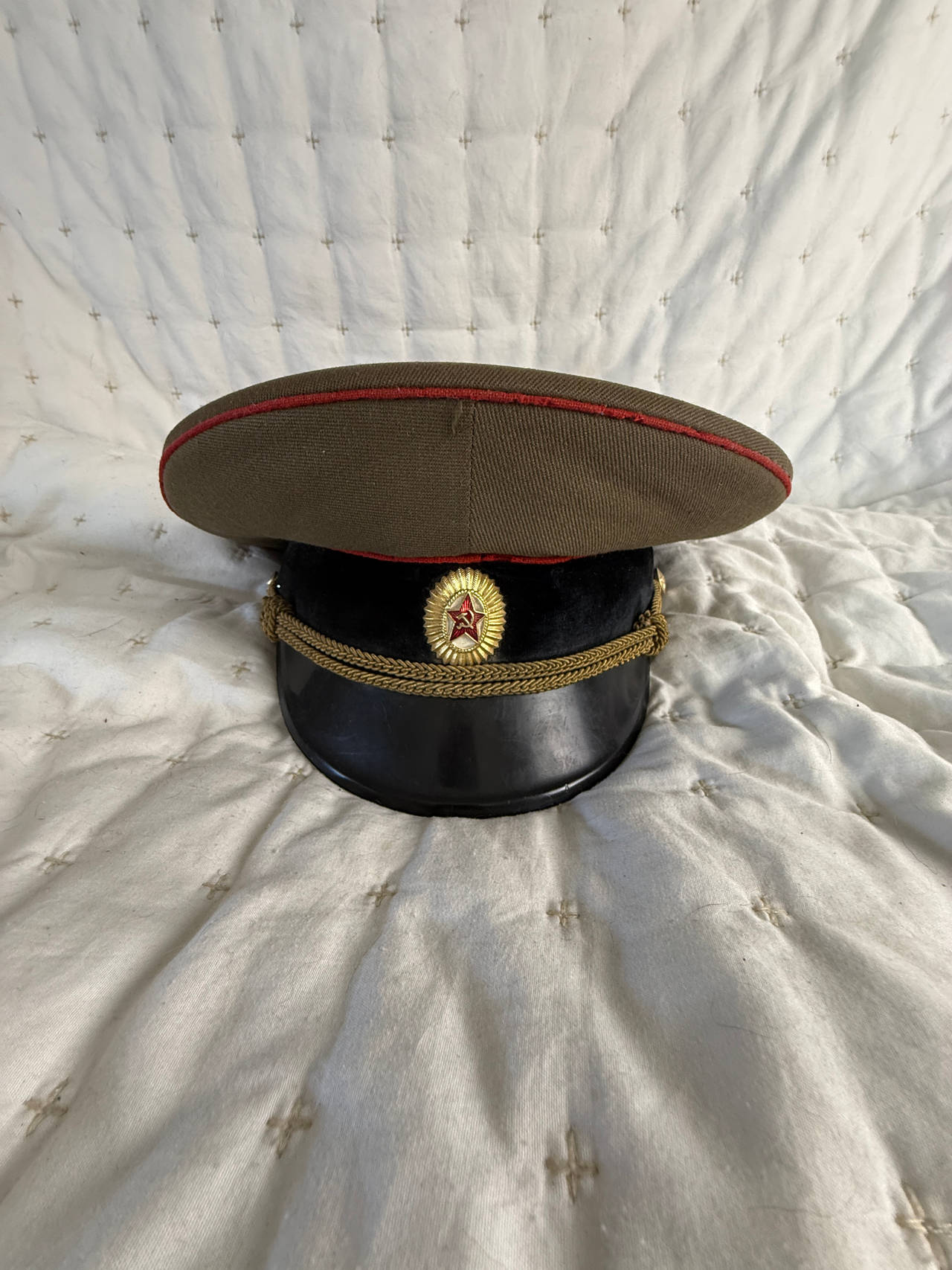 Soviet Army Officer Visor Cap with rain cover