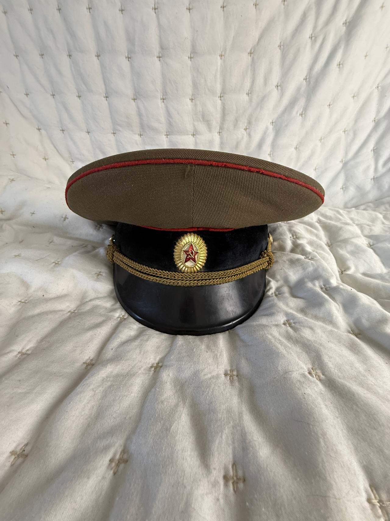 Soviet Army Officer Visor Cap with rain cover