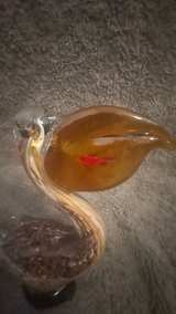 Murano Style Hand Blown Art Glass Bird Figurine Amber Head Speckled Body Vintage - Image 4