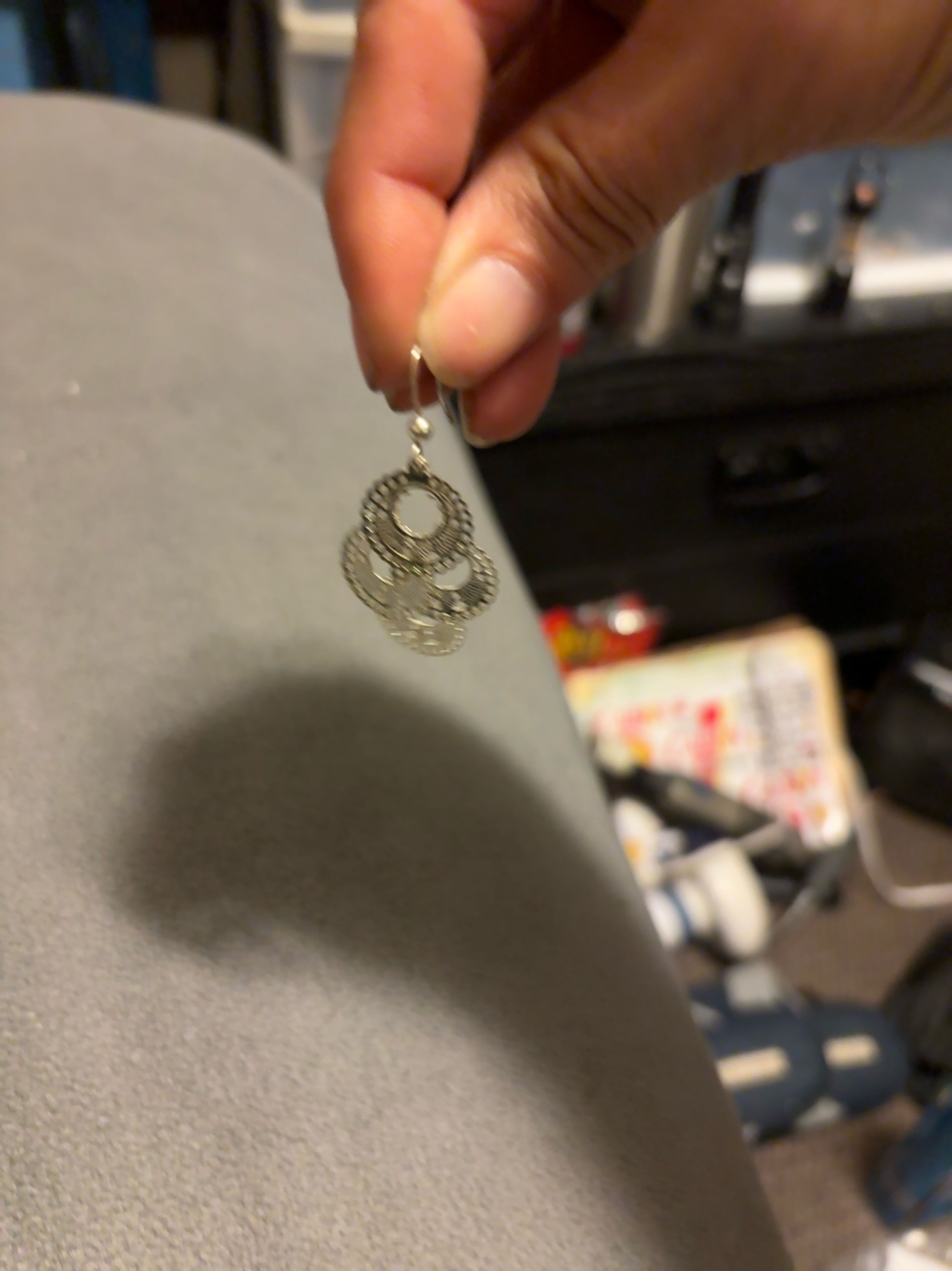 Silvertone Round Charm Rhinestone Earrings