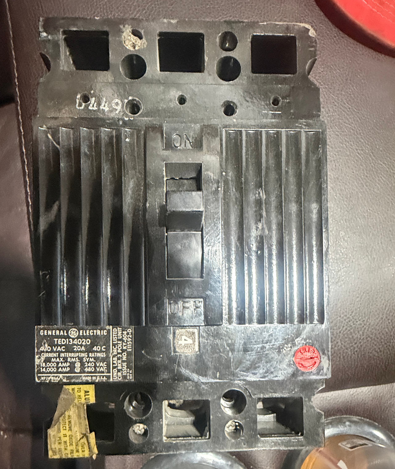 GE TED134020 3-Pole 20A Circuit Breaker