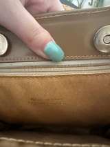 Vintage Patent Leather Handbag with Lucite Handles - Image 2
