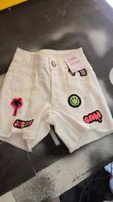 Justice Girls White Denim Midi Shorts with Patches - Image 2