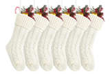 FESCIORY 18 Inches Christmas Stockings Bulk, 6 Pack Large Size Cable Knitted - Image 1