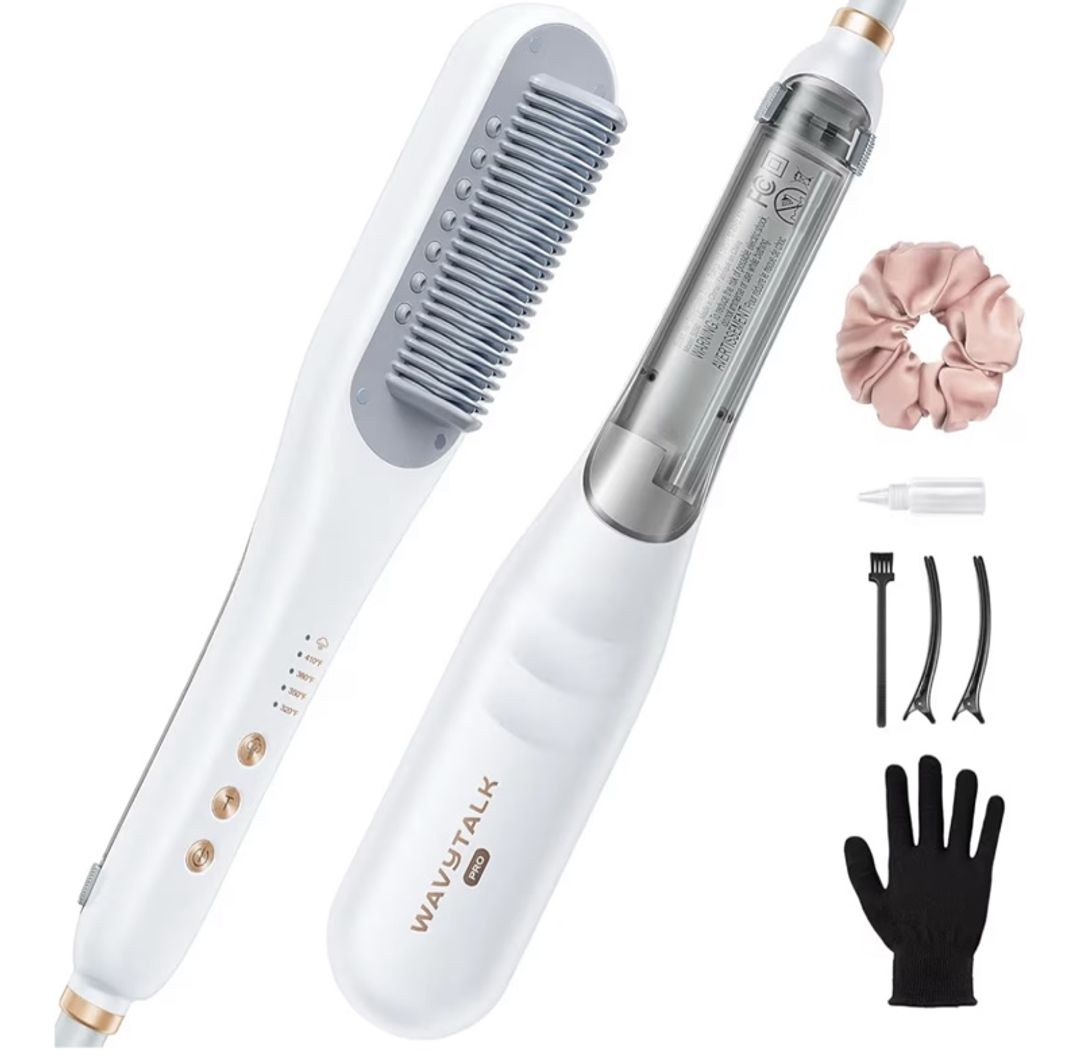 Wavytalk Pro Steam Hair Straightener Brush, Steamline Pro 3 in 1 Straightening