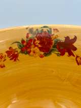 FTD Vintage Floral Ceramic Bowl With Wood Pedestal Yellow & Red Retro 1970’s - Image 7