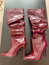 Patent Leather Stiletto Knee High Boots Size 7.5 - Image 1