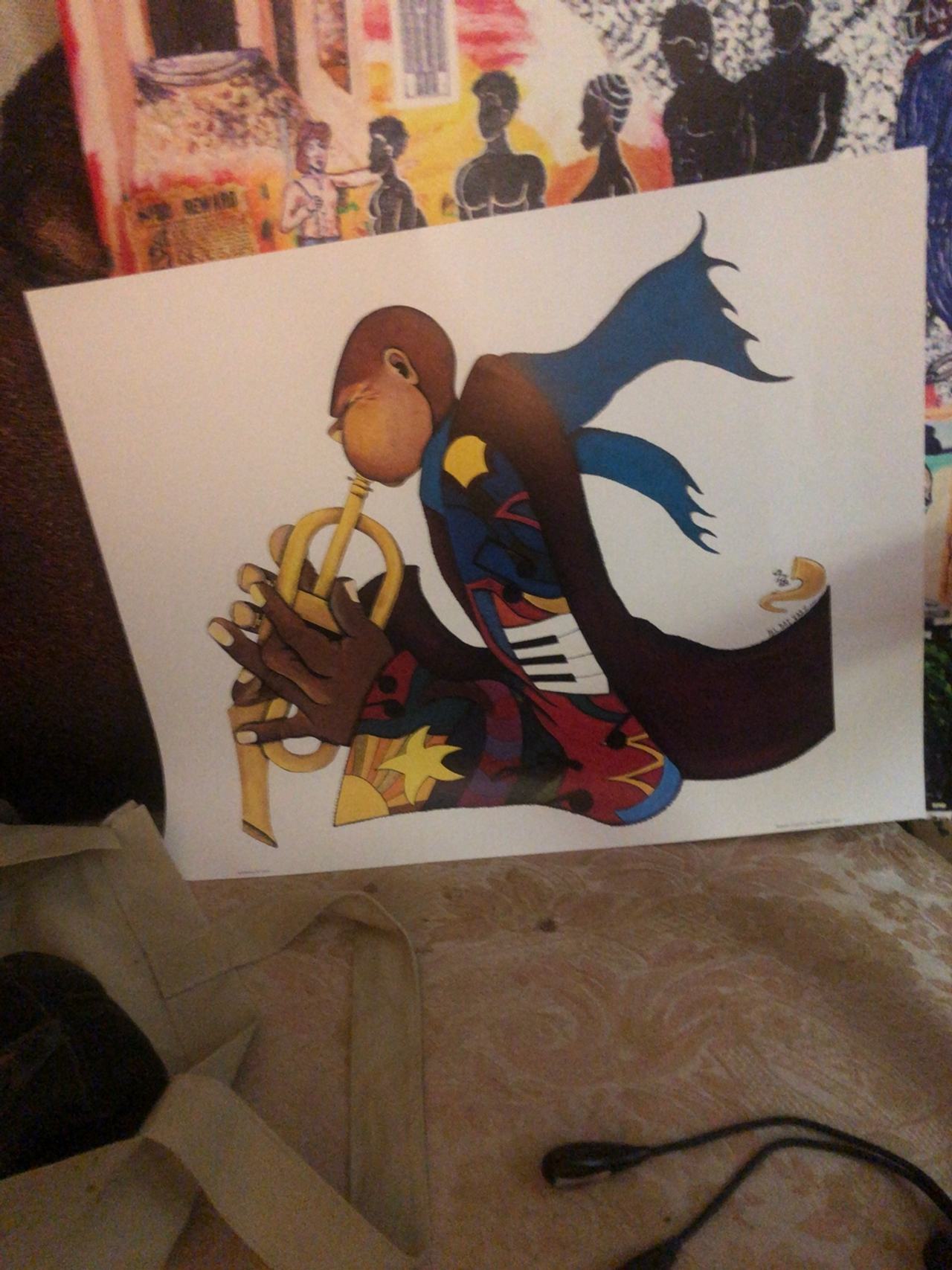 Malcah Zeldis Jazz Oil Painting 'Satchmo' Louis Armstrong