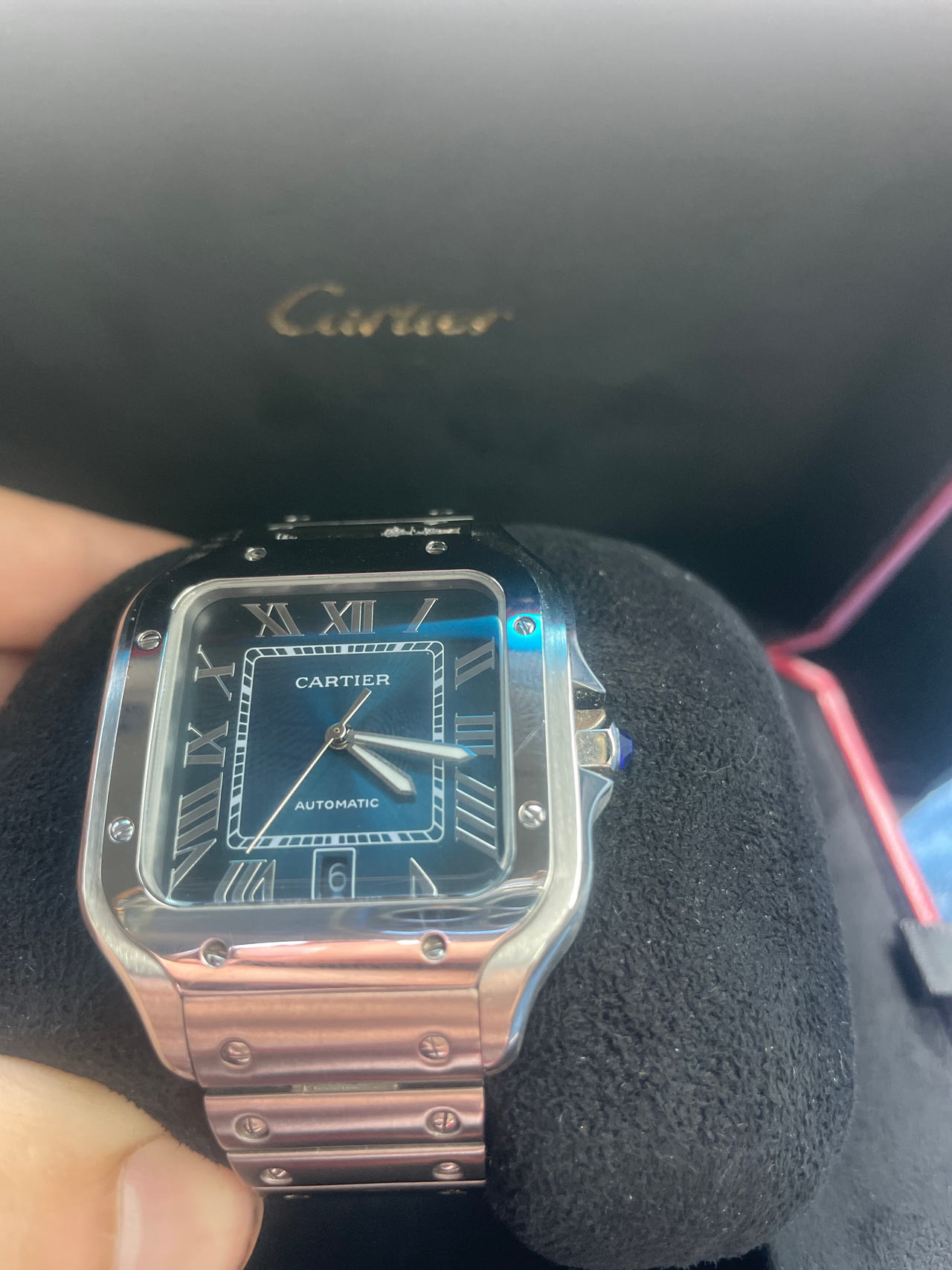 Cartier de Santos blue alligator 