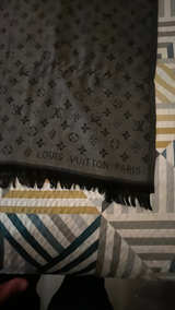 New Louis Vuitton Black Gold Logomania Shine Scarf - Image 2