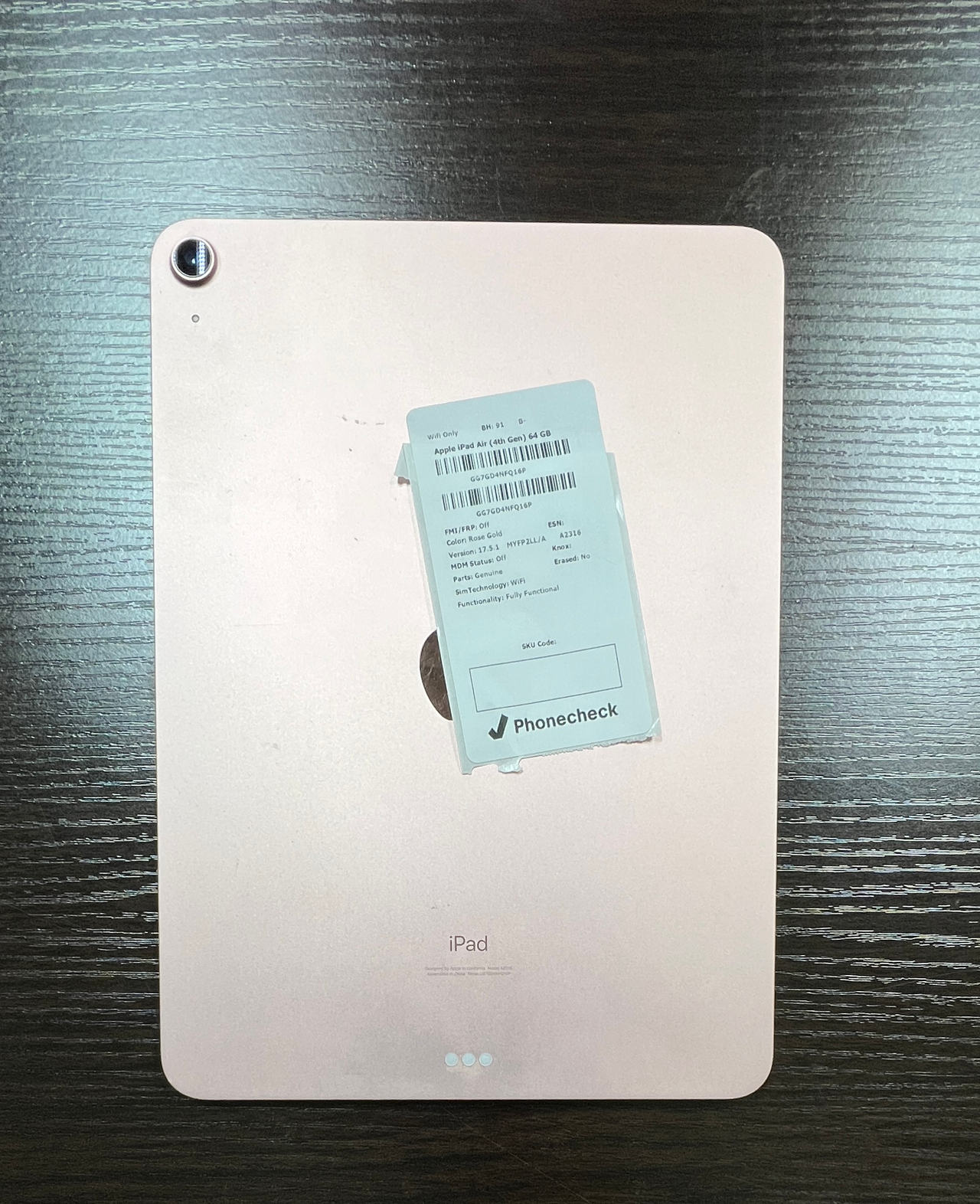 Apple iPad Air (4th Generation) 64GB Wi-Fi Rose Gold