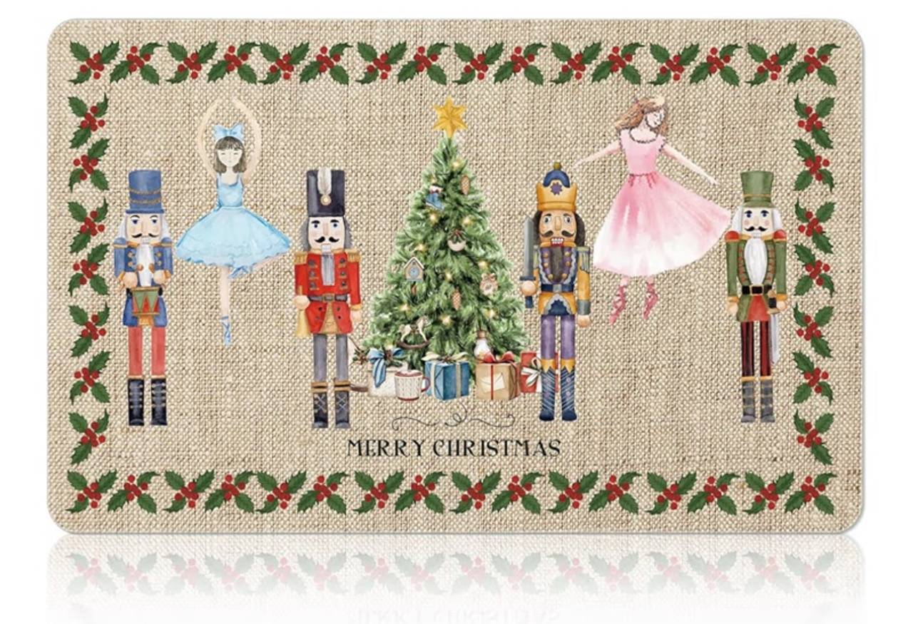Tinideya 12 x 20 Inch Nutcrackers Merry Christmas Dish Mat for Kitchen Counter