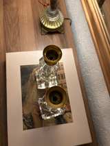 Vintage Faceted Lucite Candlestick Holders Set of 2 Gold Tone Hollywood Regency - Image 4