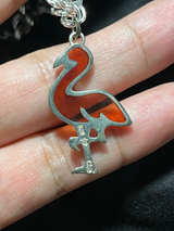 Sterling Silver Flamingo Pendant Necklace – Red Inlay, 925 CHO - Image 1