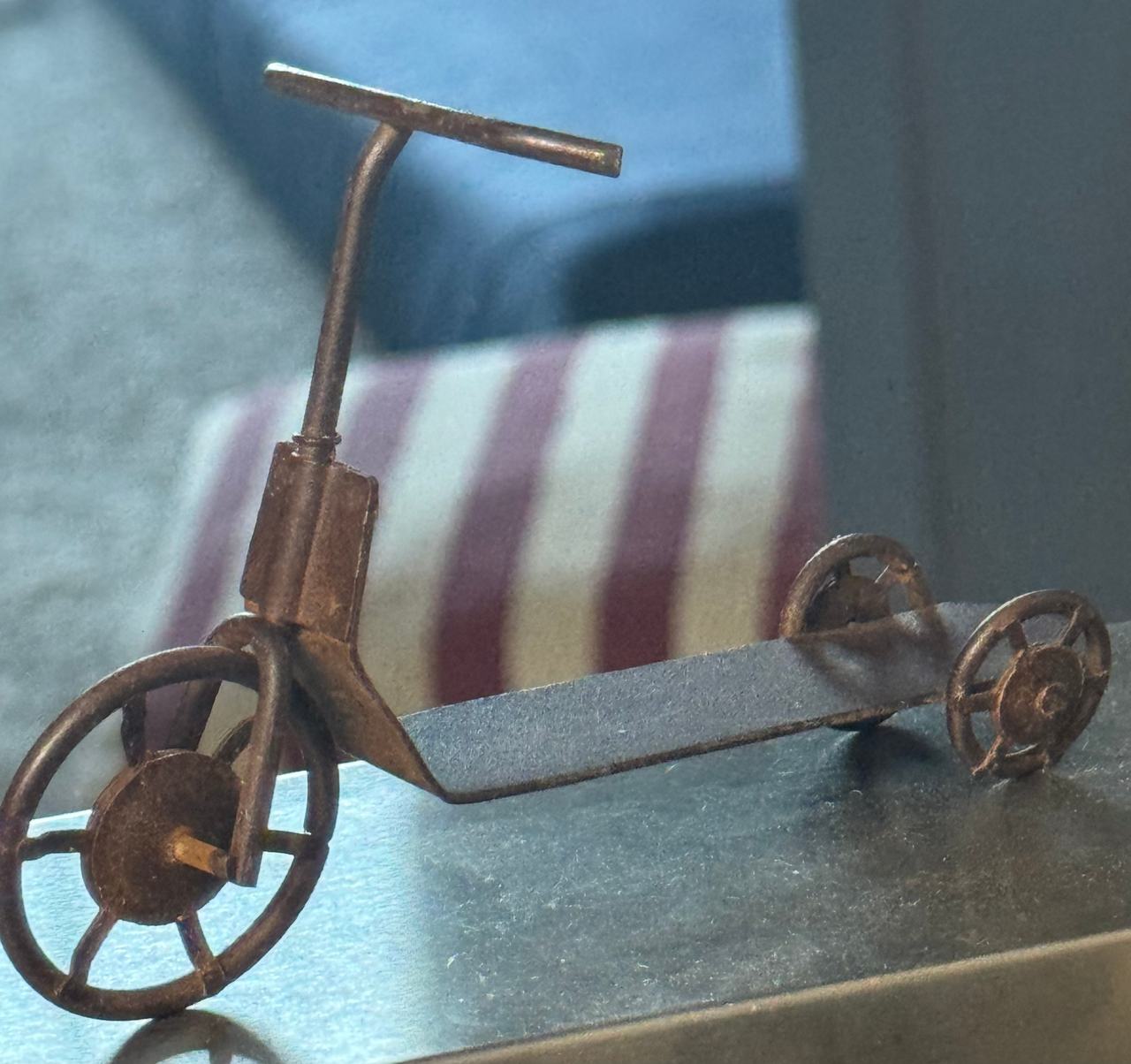 Vintage Cast Iron Miniature Scooter Figurine