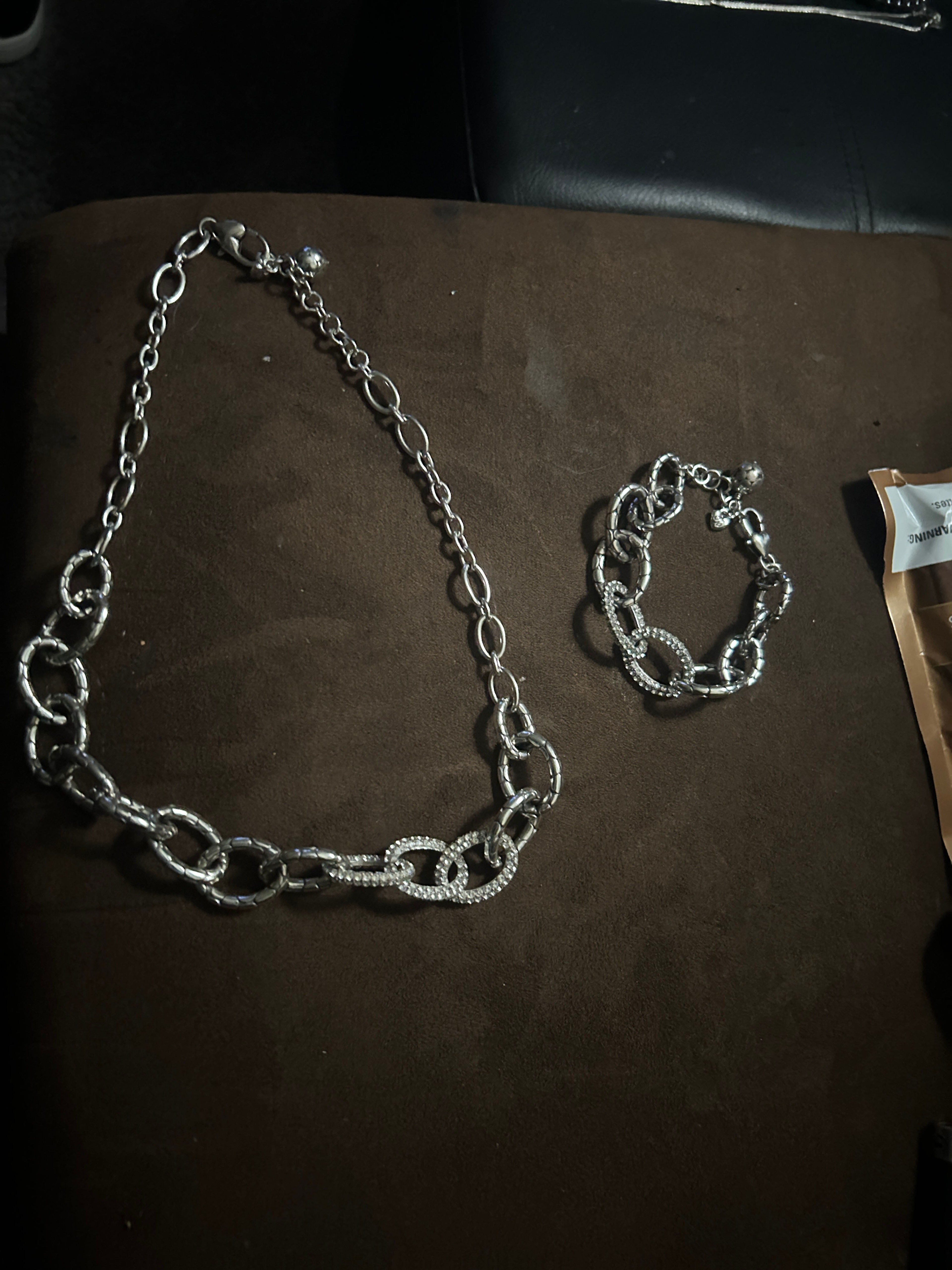 Brighton Interlok Silver Link Necklace and Bracelet Set