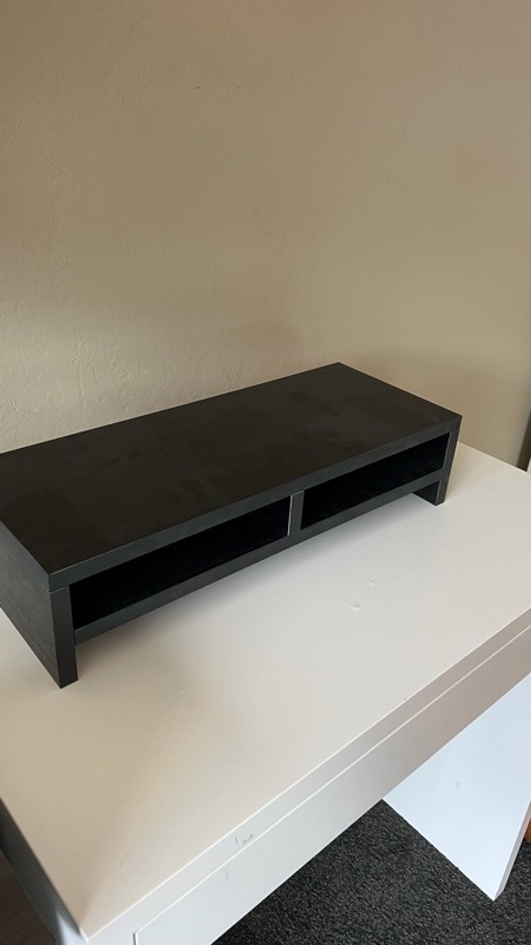 Generic Monitor Stand Black Wood Riser with Shelf