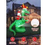 8ft Christmas Inflatables Dinosaur Outdoor Decorations with Bright LED - Image 3