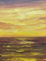 Judy Hartman Ocean Sunset Landscape Oil Painting (Framed) - Image 2