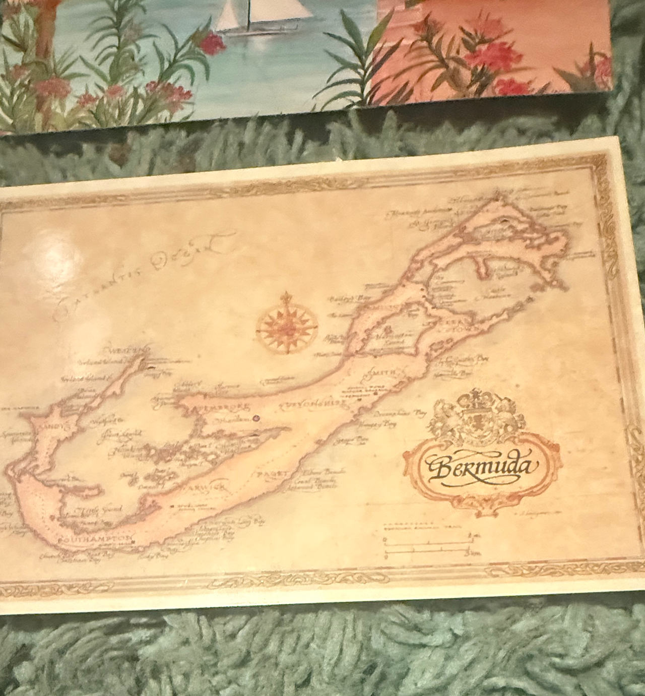 Vintage Style Bermuda Map Postcard