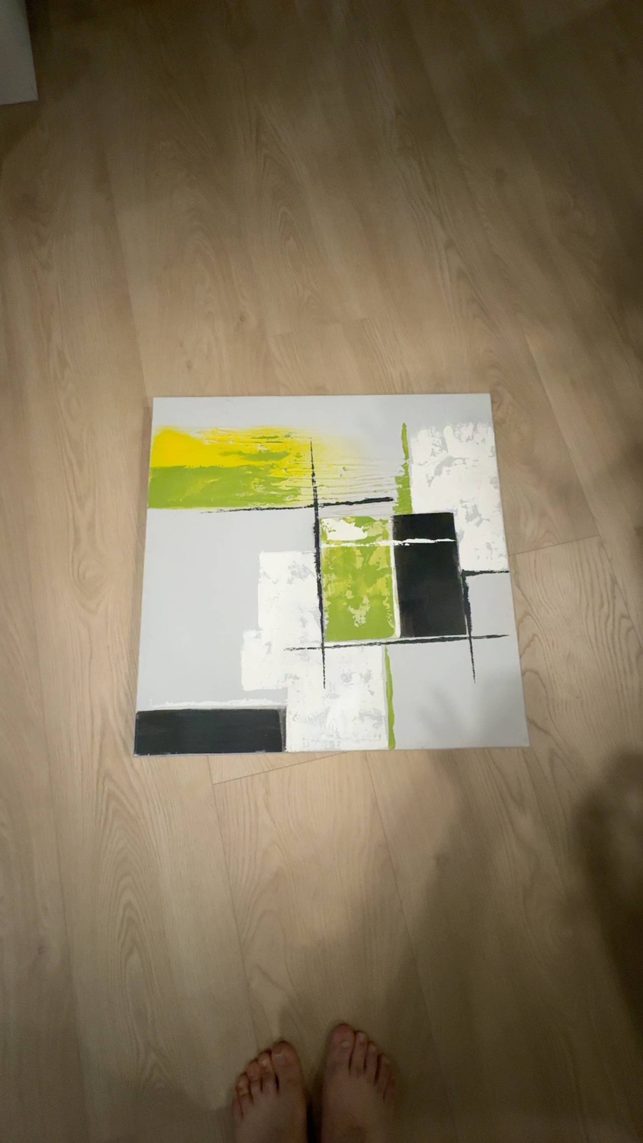 Lime Green Abstract Painting Large Canvas