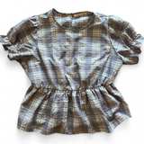Liberty Love Plaid Peplum Puff Sleeve Top - Image 1
