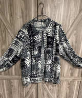 LOGO by Lori Goldstein Patchwork Print Cardigan XL business casual - Image 1