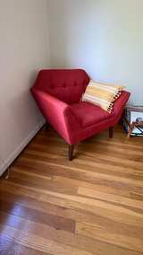 Red Mid-Century Modern Tufted Armchair - Image 2