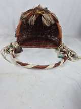 Southwestern Leather and Feather Fringe Decorative Basket - Image 4