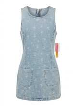 Tinseltown denim dress with mini white bows Girls sz Small - Image 2
