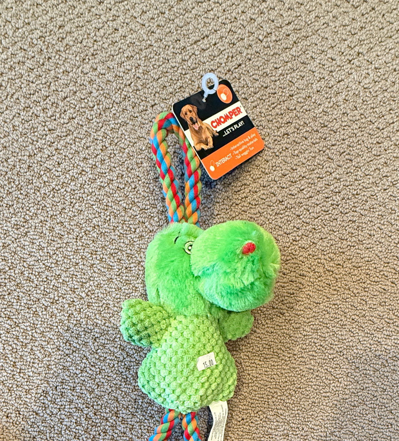 Chomper Let's Play Plush Rope Tug Dog Toy