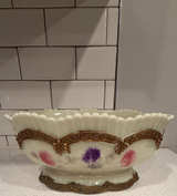 Westmoreland Victorian Milk Glass Bowl with Gilt Trim - Image 1