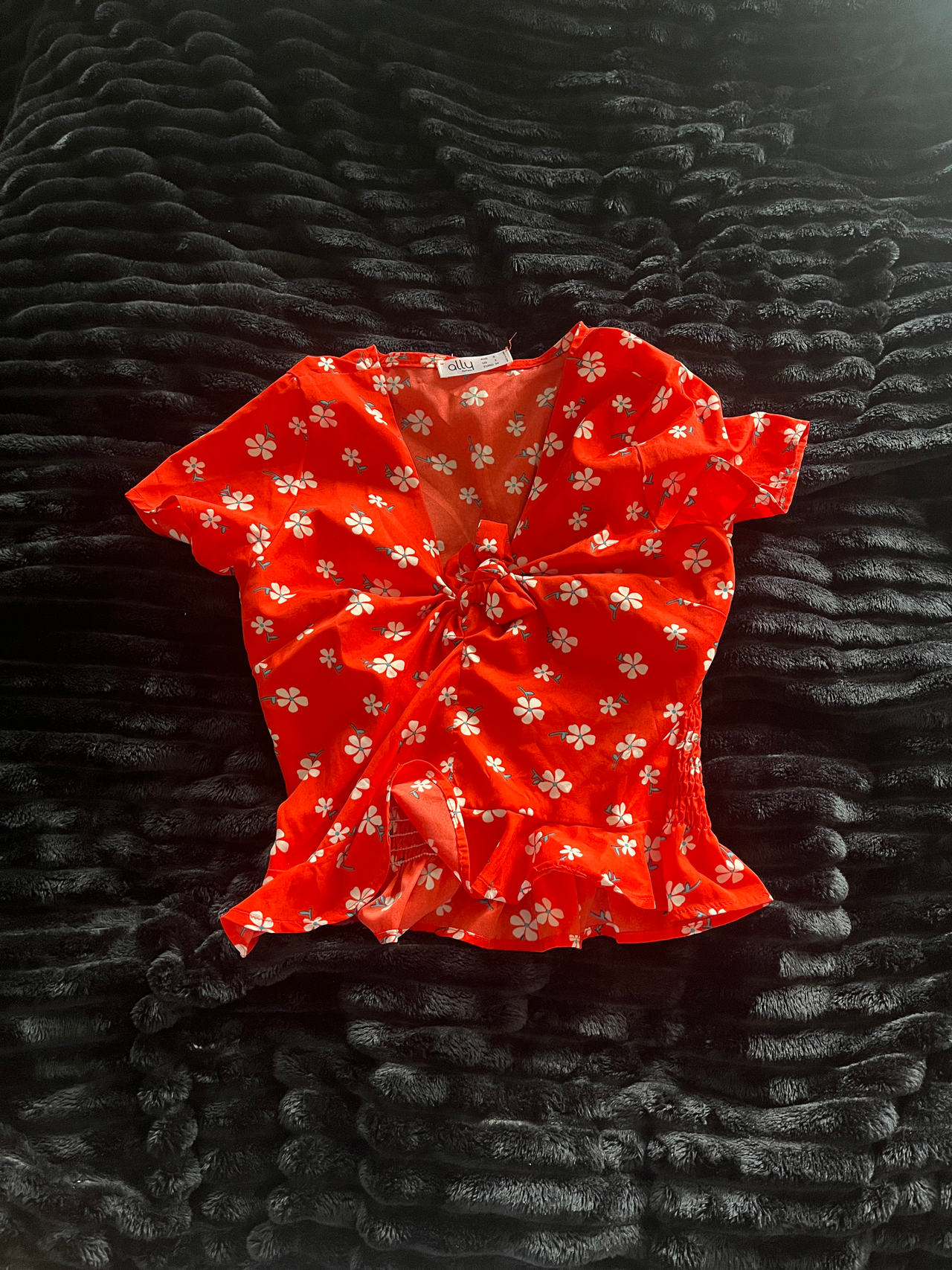 Dollz Red Floral Tie Front Blouse