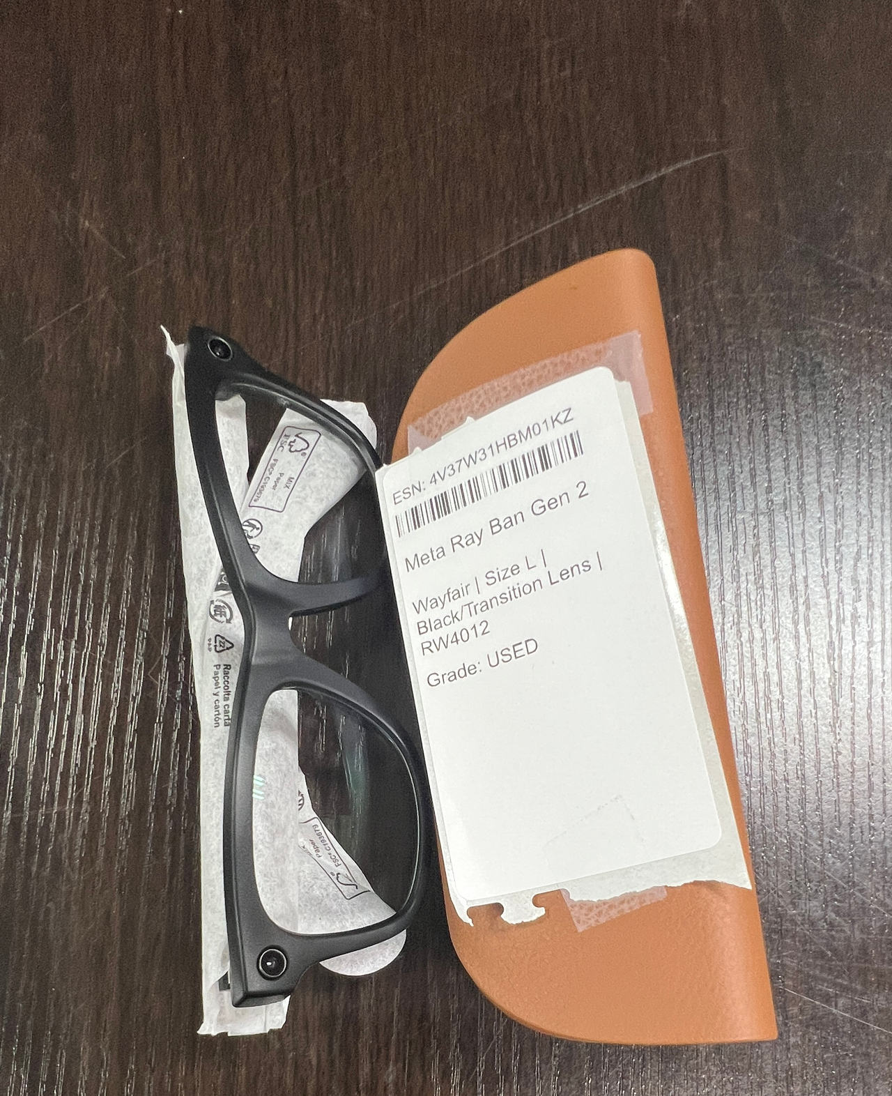 Ray-Ban Meta Wayfarer Smart Glasses Gen 2 Black Transition Lens Size L