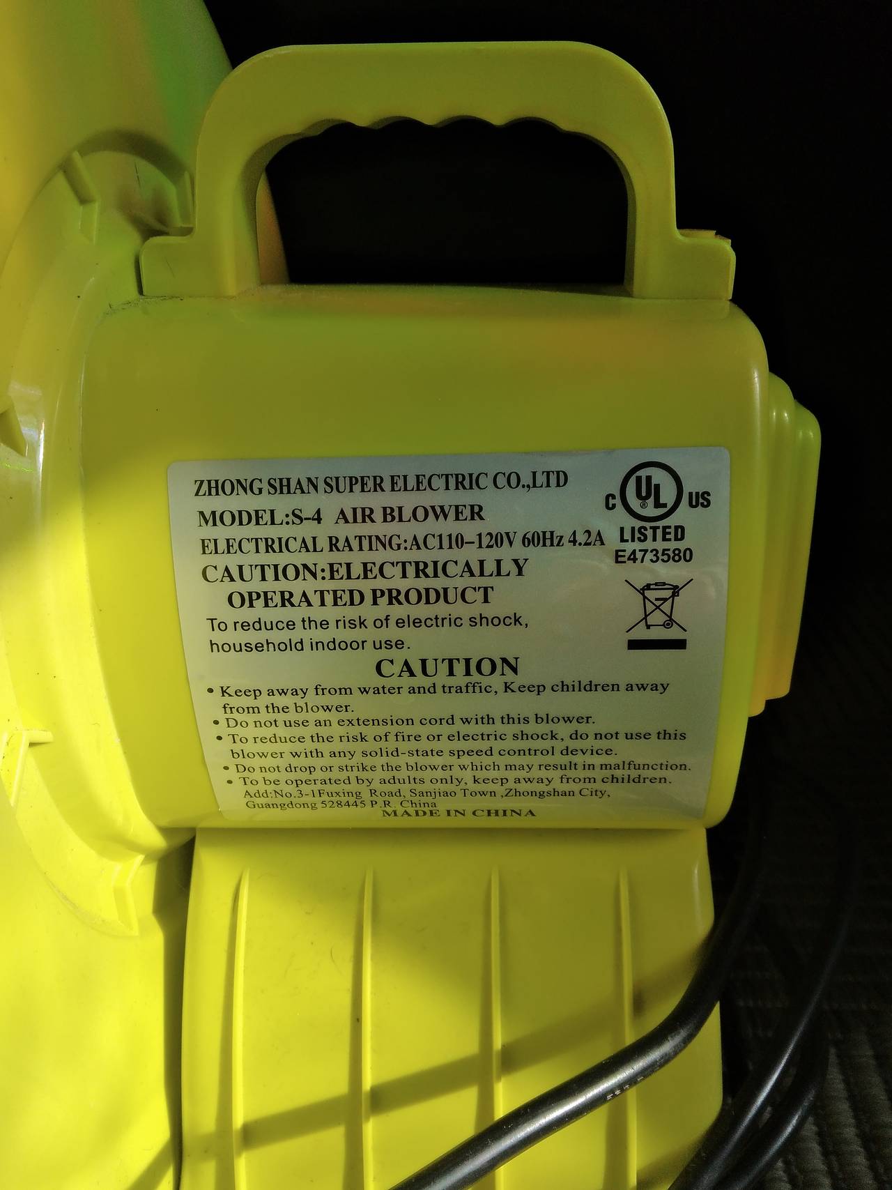Zhong Shan Super Electric S-4 Air Blower