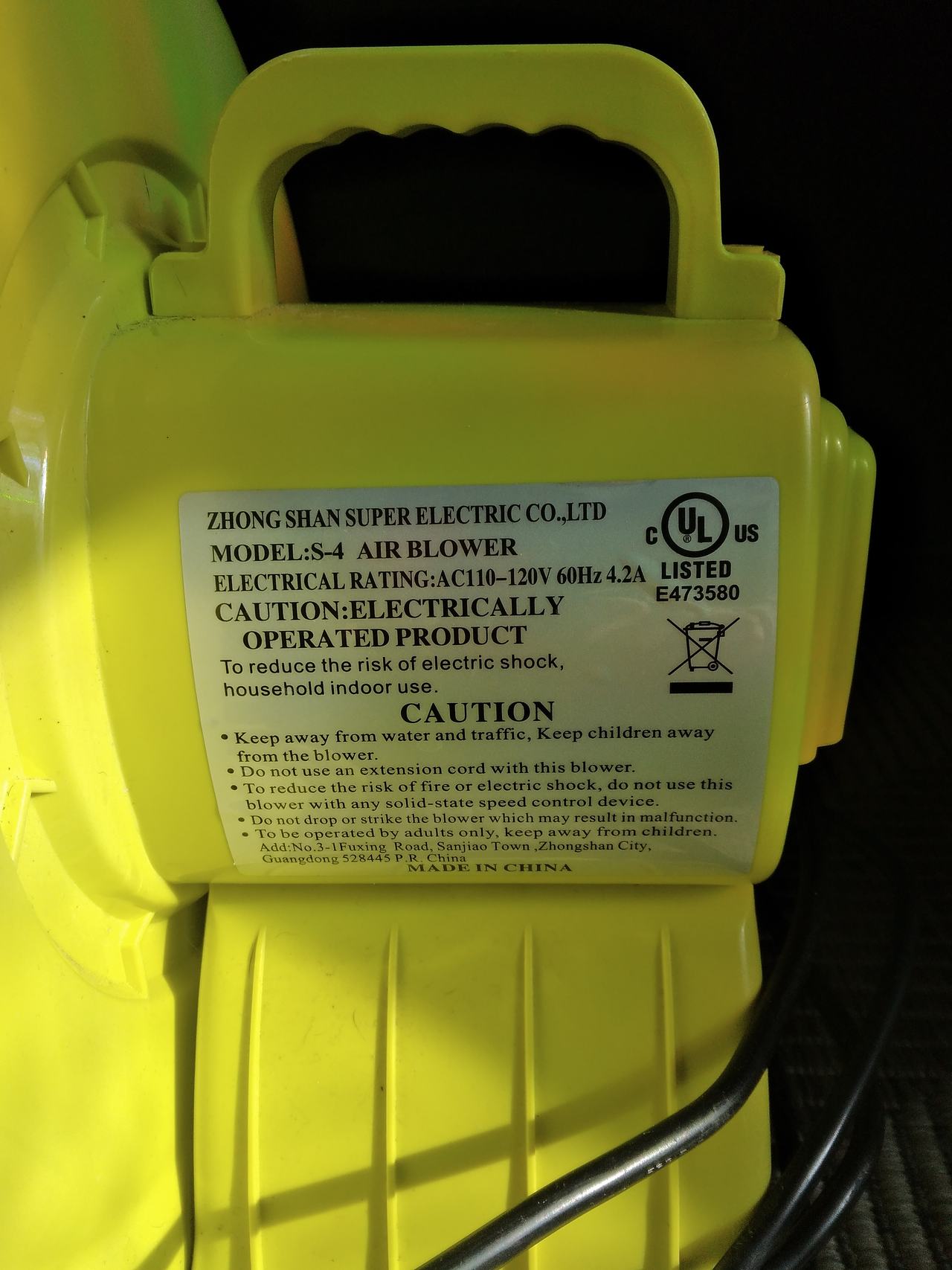 Zhong Shan Super Electric S-4 Air Blower