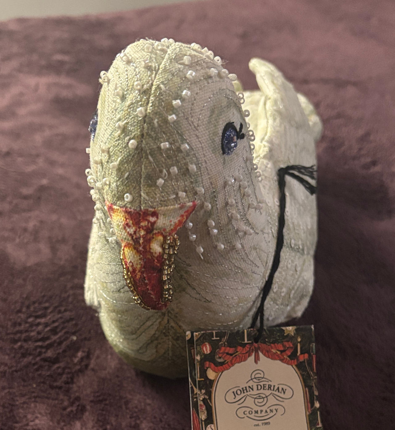 John Derian Beaded Bird Pillow