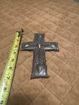 Haitian Handcrafted Hammered Steel Cross Wall Hanging - Image 3