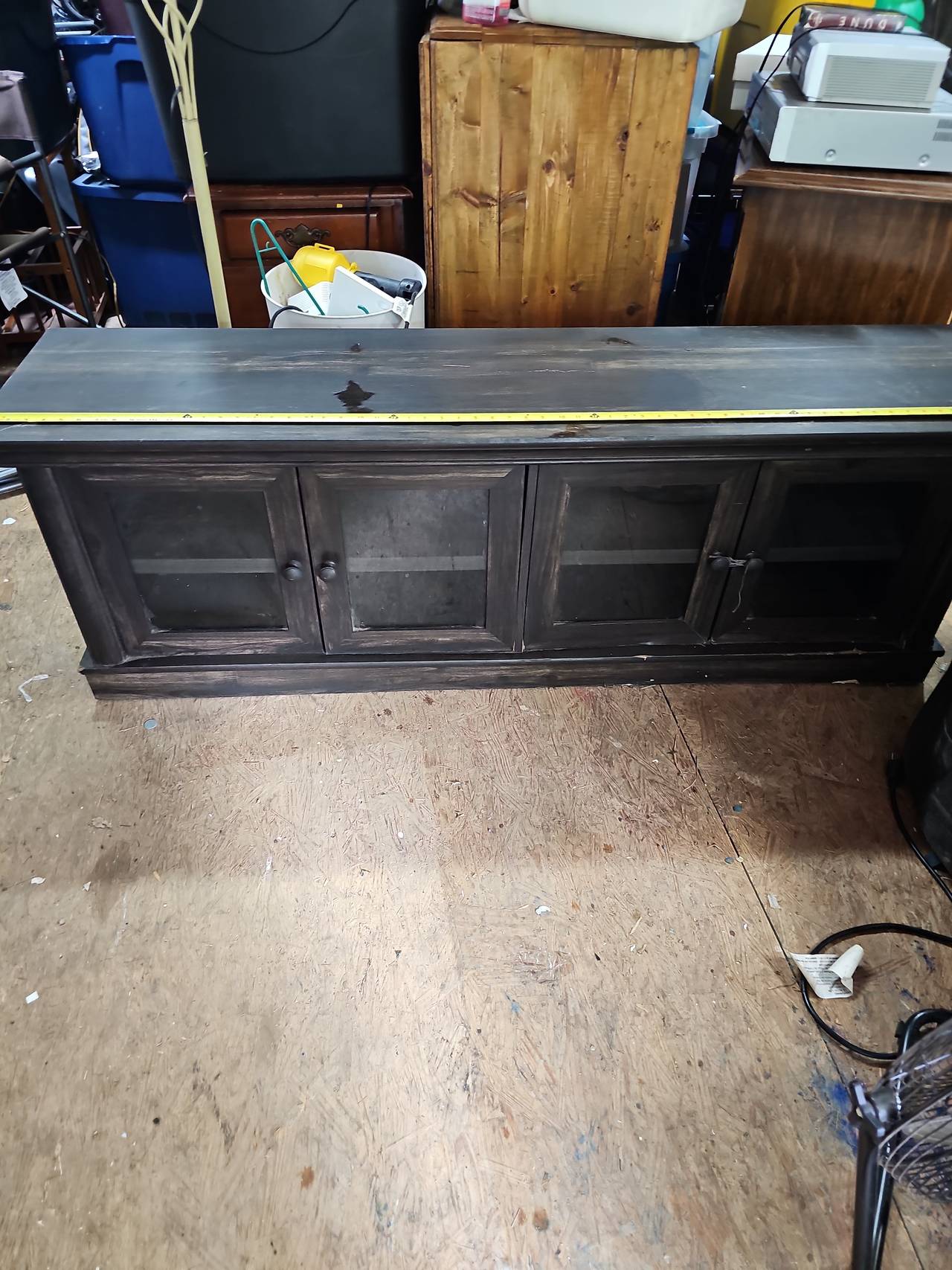 Rustic 4-Door Glass Media Console