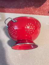 Red Enamel Vintage Colander - Image 2