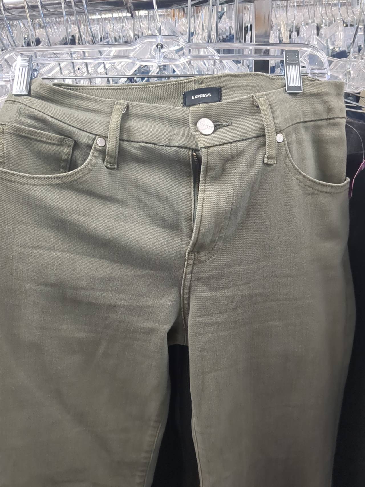 Express Olive Green Flare Jeans