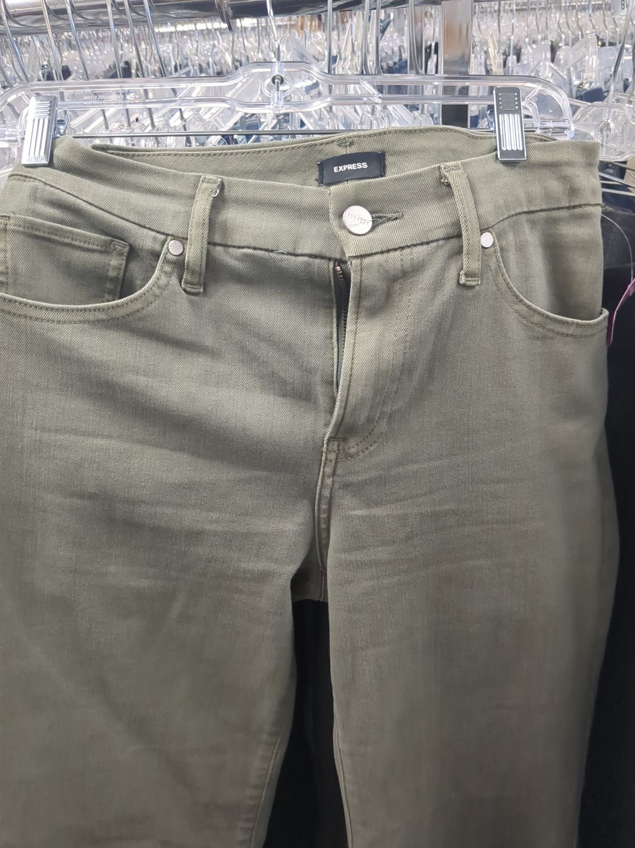 Express Olive Green Flare Jeans
