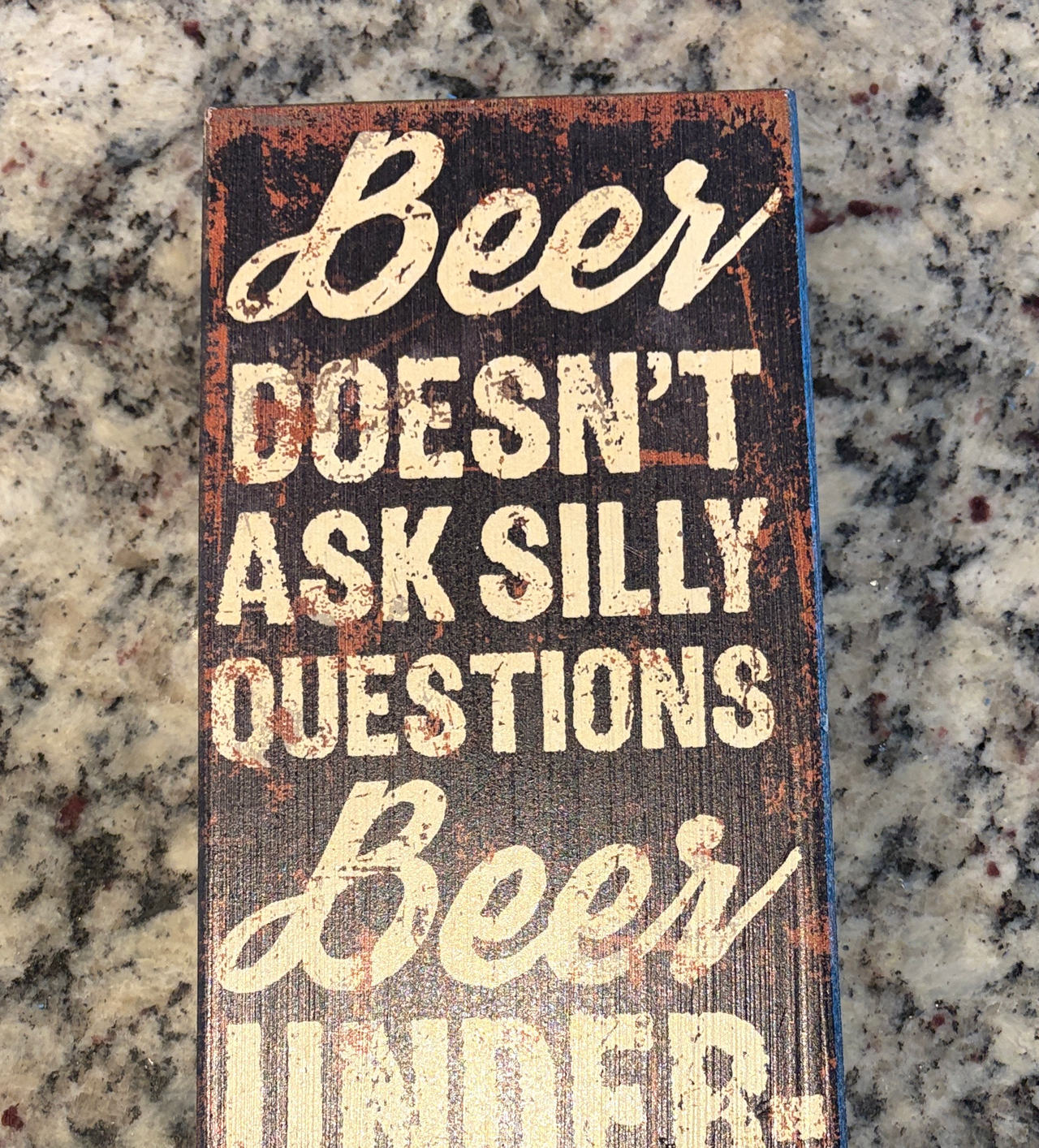Beer Doesn't Ask Silly Questions Wooden Box Sign