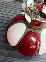 Vintage Red and White Slag Glass Flower Petal Swag Lamp - Image 4