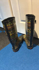 Women's Patterned Rubber Rain Boots - Image 5