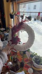 Beautifully Handcrafted Holiday Decorative Wreath w/ Poinsettia Elegant  - Image 1
