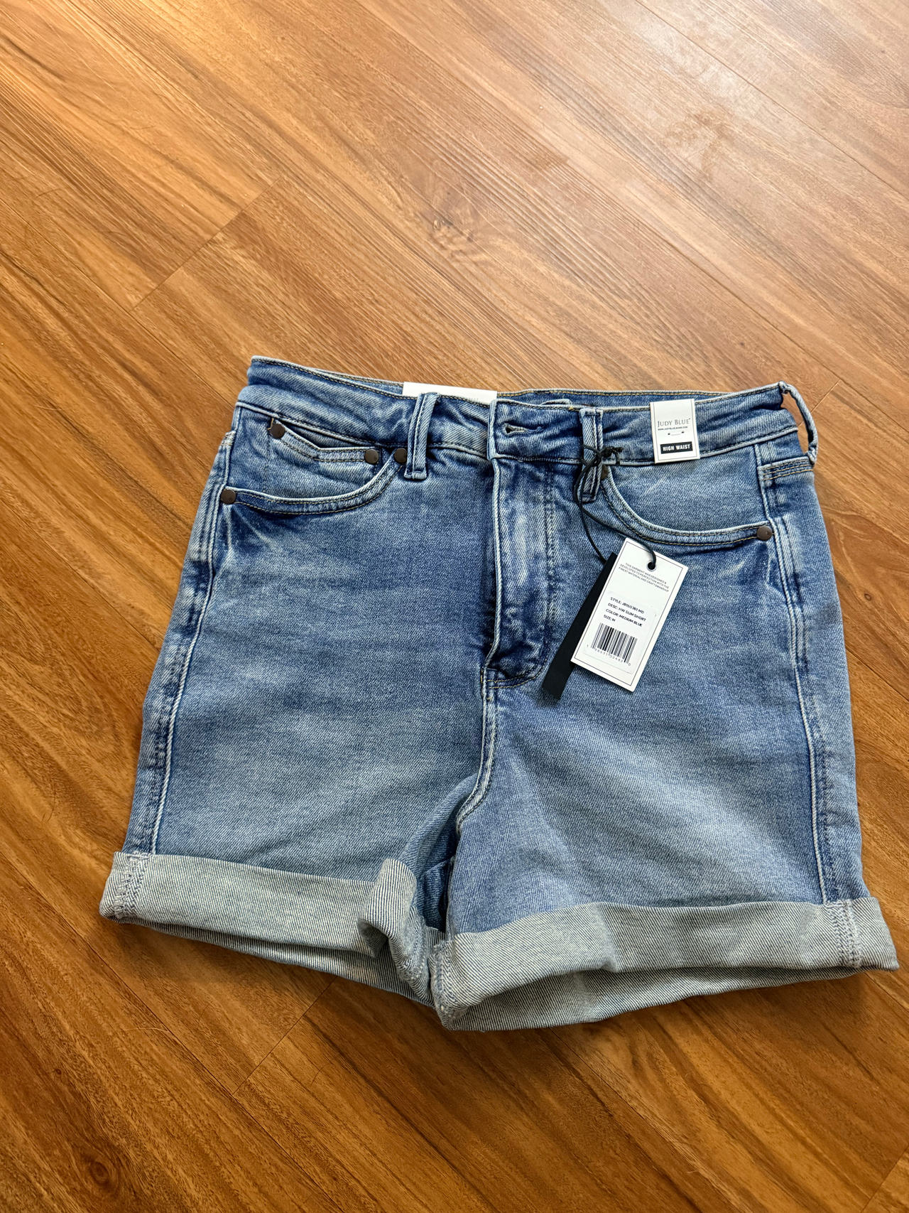 Judy Blue High Waist Mid-Thigh Cuffed Denim Shorts