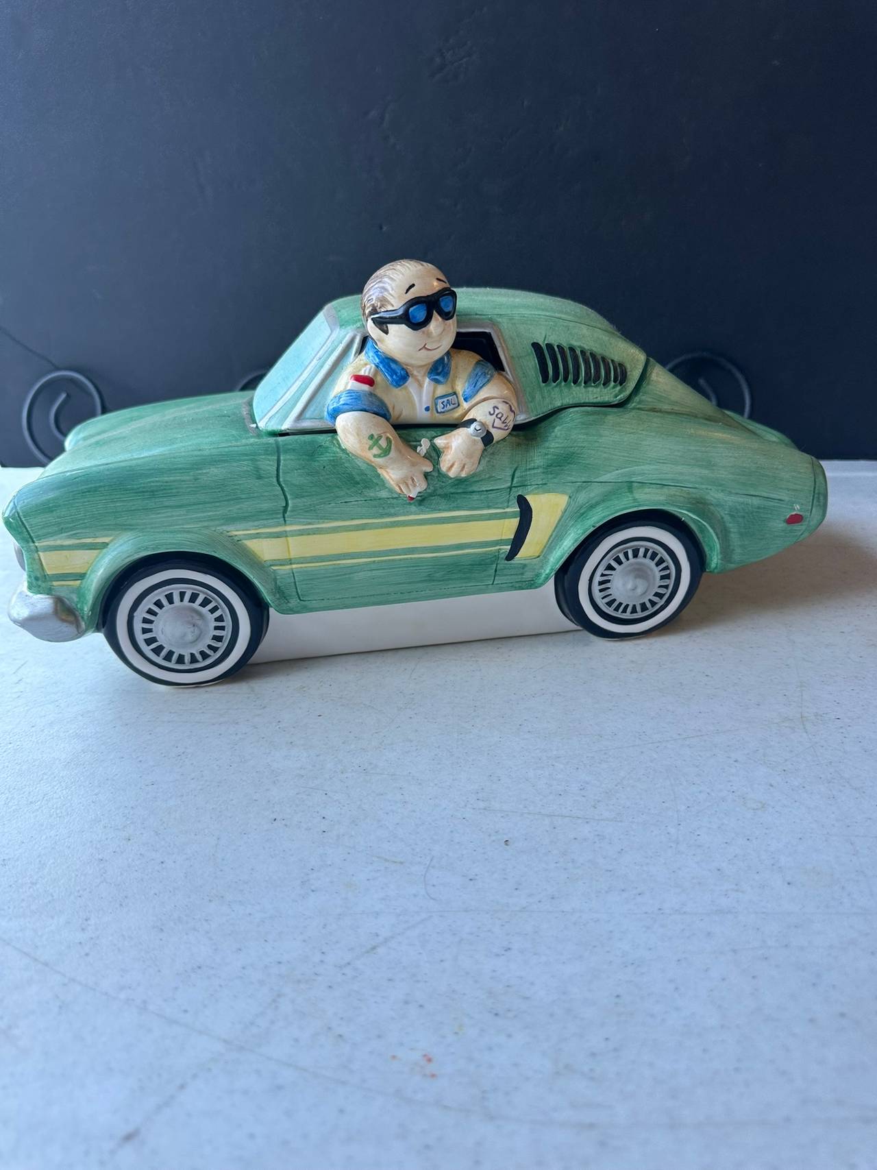 Vintage Clay Art 1997 Lotus Mustang Green Ceramic Green Mustang Cookie Jar