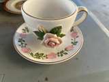 Porcelain Rose Teacup and Saucer - Image 1